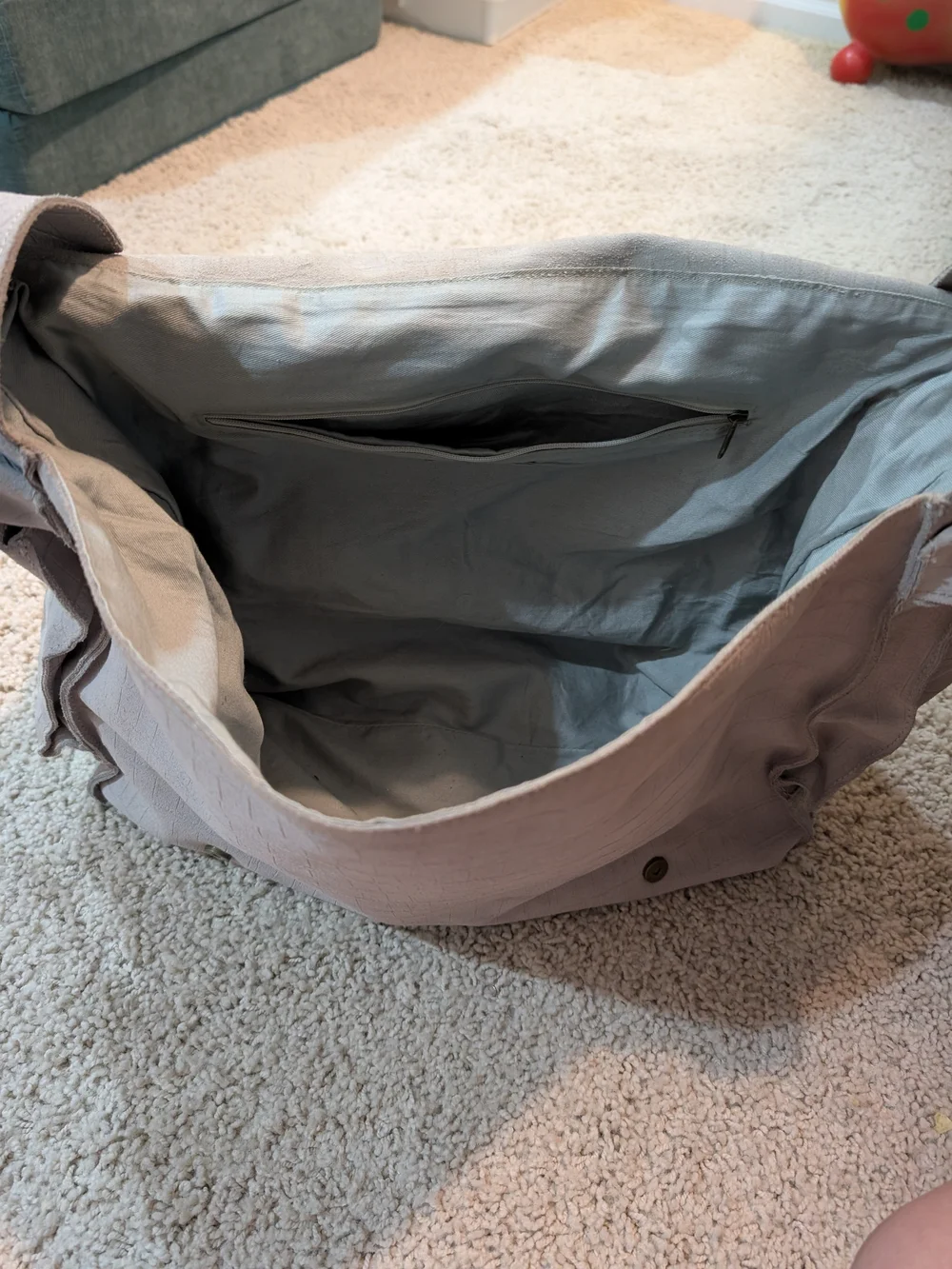 Embossed Suede Neutral Gray Crossbody Messenger Bag
